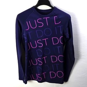 Nike Pro Women's Combat Dri-Fit Fitted Fleece Line Purple Shirt Sz M